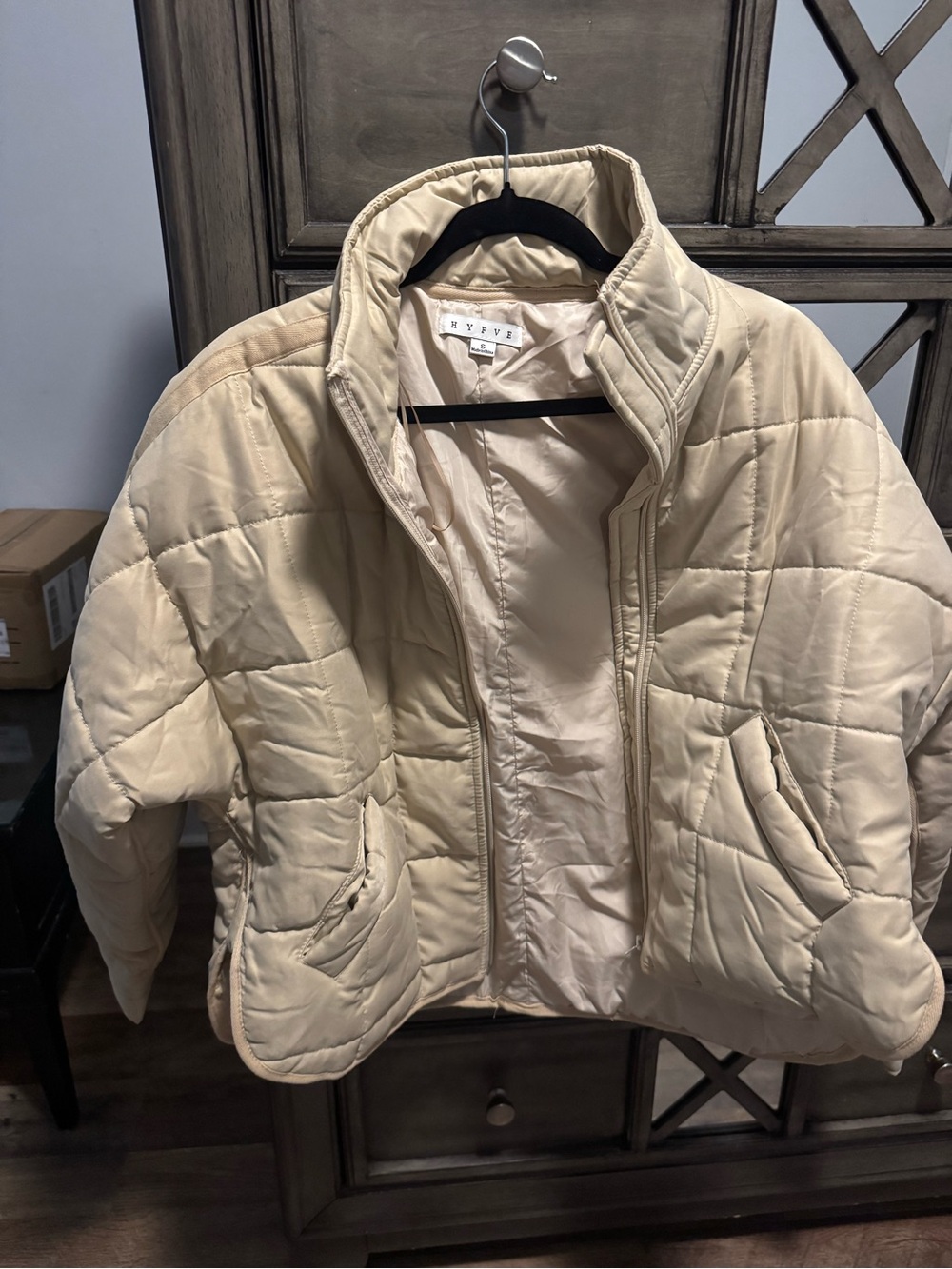 HYFVE Cream Quilted Bomber Jacket